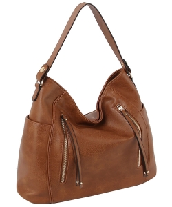 Fashion Zip Shoulder Bag Hobo LMD006-Z BROWN